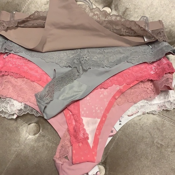 Rae Dunn set of 5 lace back silky thong panties, new, large - Picture 4 of 9